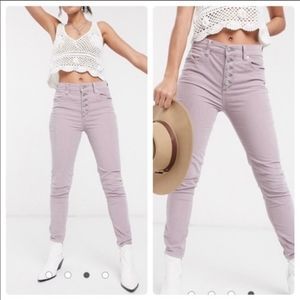 Free People Lilac Button-Up Cropped Pants